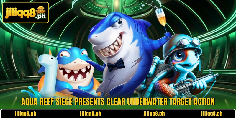 Aqua Reef Siege presents clear underwater target action Aqua Reef Siege presents clear underwater target action
