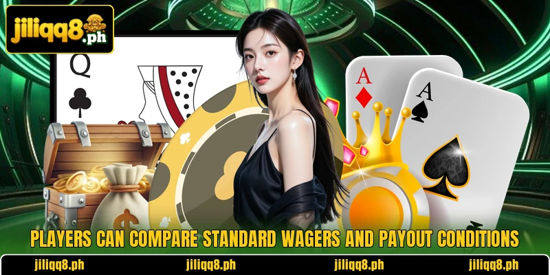 Players can compare standard wagers and payout conditions