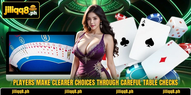 Players make clearer choices through careful table checks Players make clearer choices through careful table checks